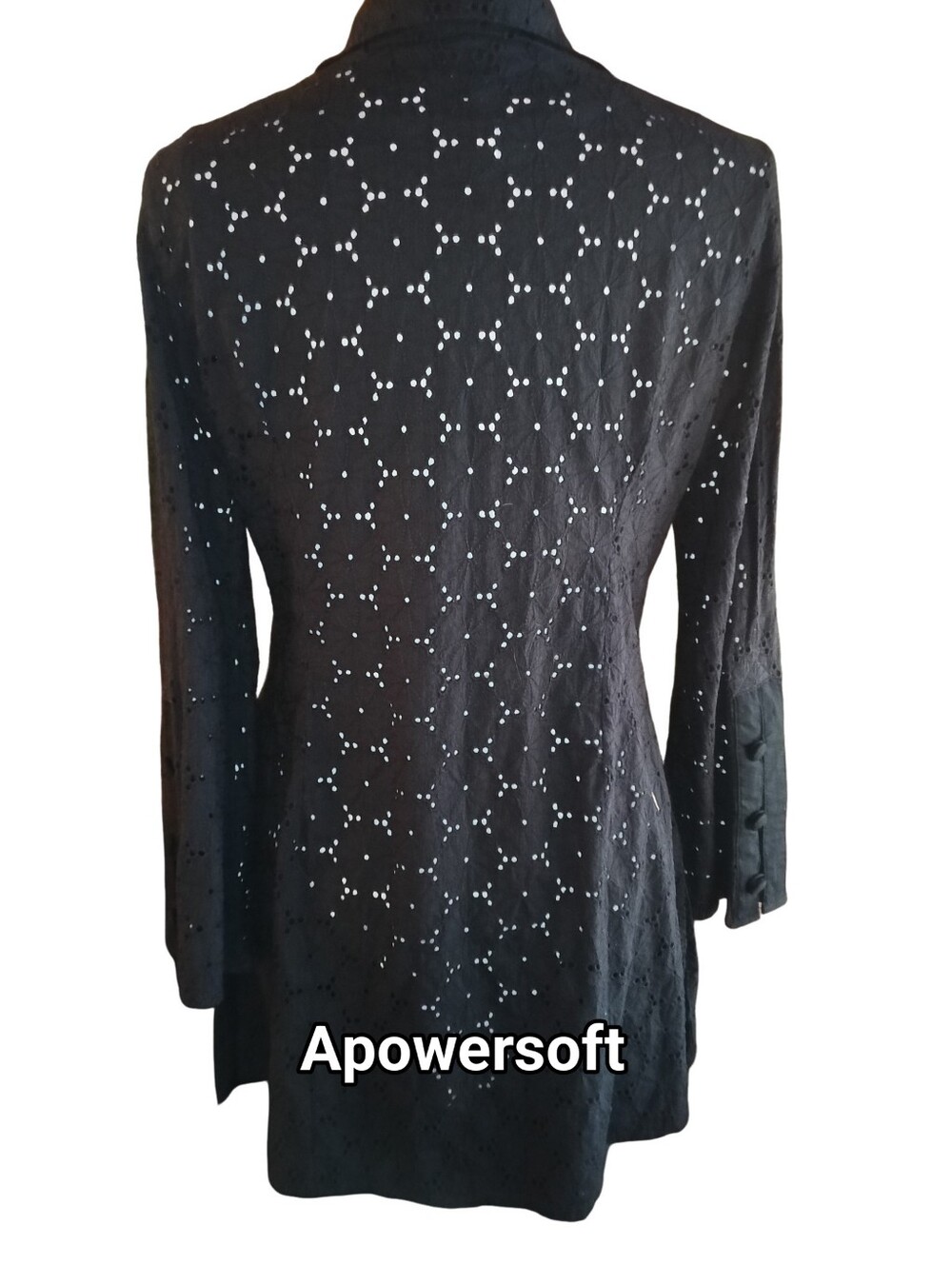 Vintage H2OHThreads Black Eyelet Lace Open Tunic Dark Romance Sz 2 - Picture 5 of 7